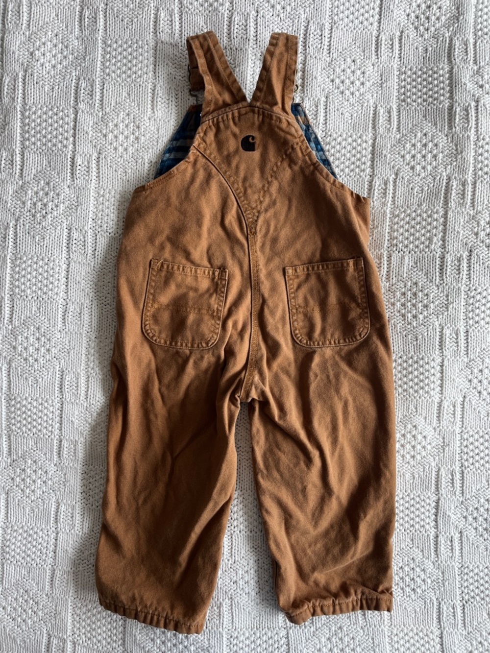 Carhartt Kids' Canvas Bib Overall Flannel-Lined in Carhartt Brown Sz 2T - Picture 8 of 10